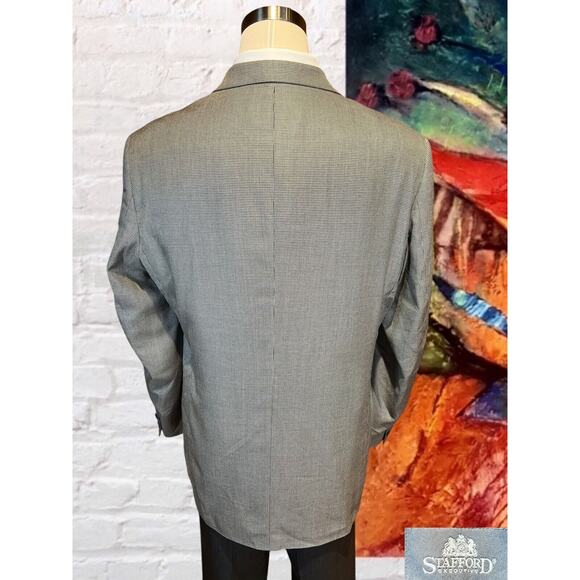 Stafford Signature 48L Silk Wool Houndstooth Soft Blazer Sport Suit Jacket - Picture 7 of 16